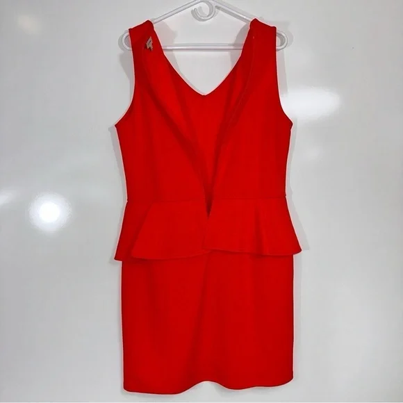 Cremieux Orange Peplum Knee Length Dress - Picture 3 of 5